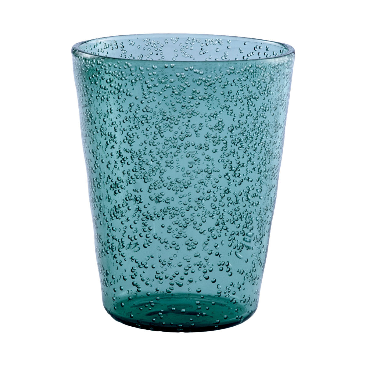 Närbild på Memento glas i färgen Avio – plastglas med struktur