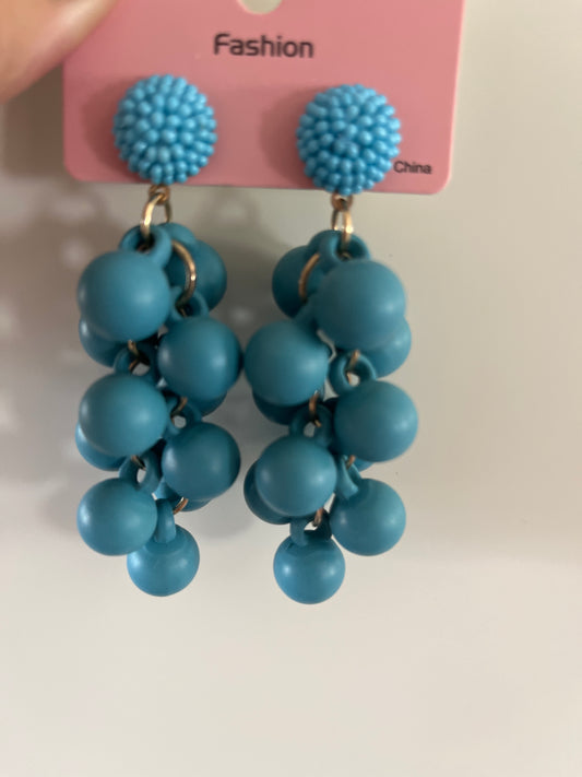 Bubbel örhängen i blå plast – runda och glansiga statementörhängen