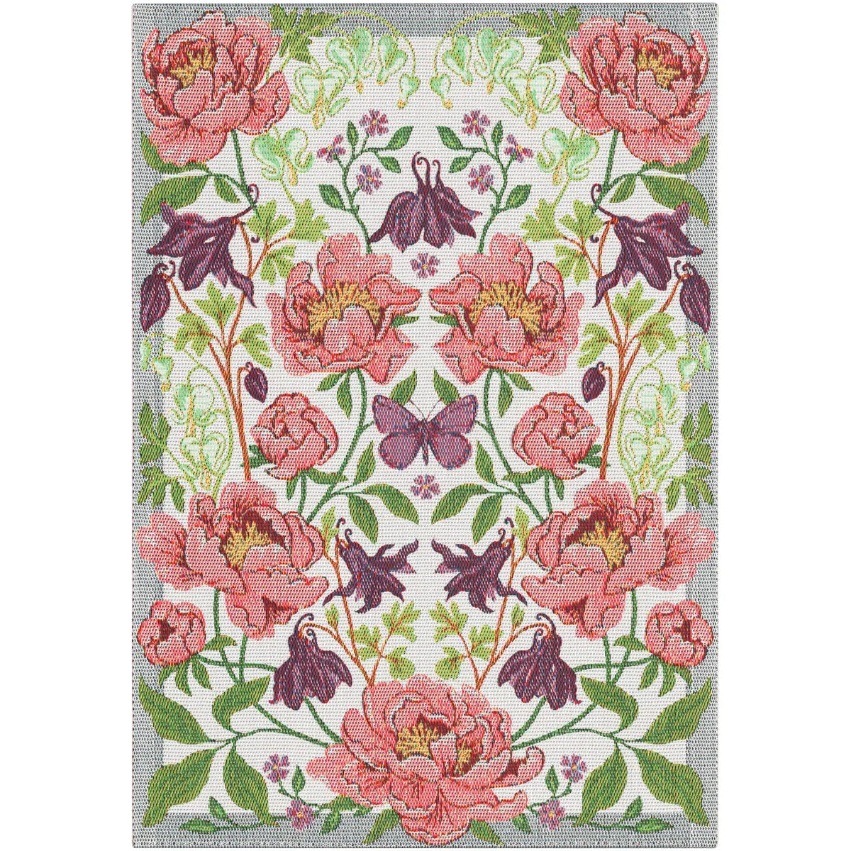 Flerfärgad handduk med somrigt blommotiv, BLOMSTERFEST 35x50 cm – ekologisk bomull från Ekelund.