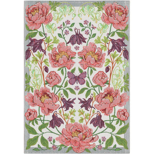 Flerfärgad handduk med somrigt blommotiv, BLOMSTERFEST 35x50 cm – ekologisk bomull från Ekelund.