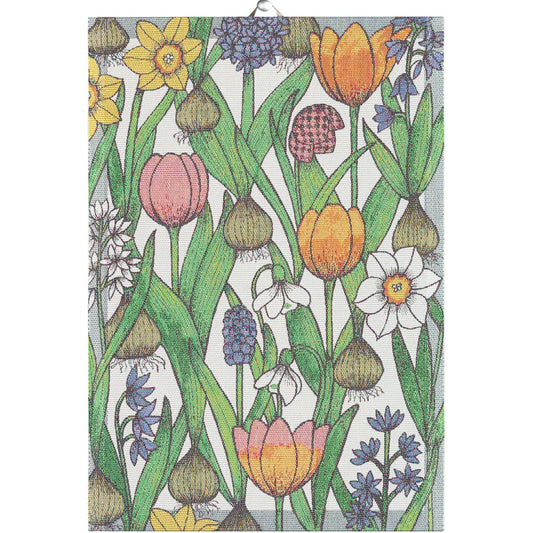 Ekelund handduk Blomsterlök 35x50 cm med färgglada vårblommor och lökväxter i flerfärgat mönster