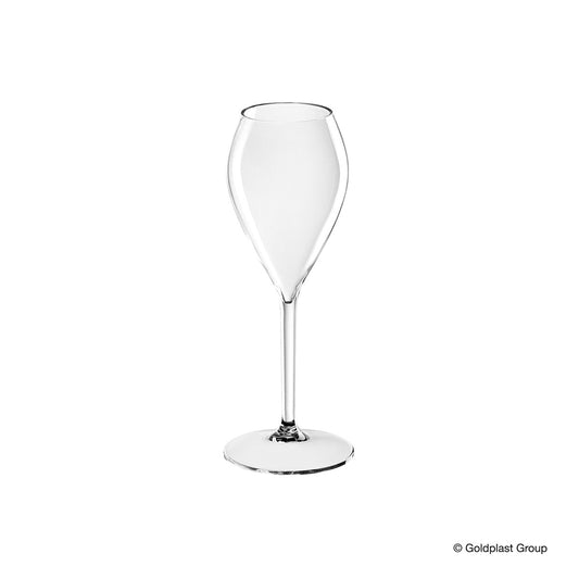 Champagneglas i klar Tritan-plast med elegant design,