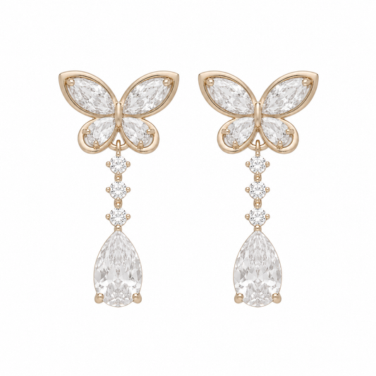 Eleganta butterfly crystal drop örhängen