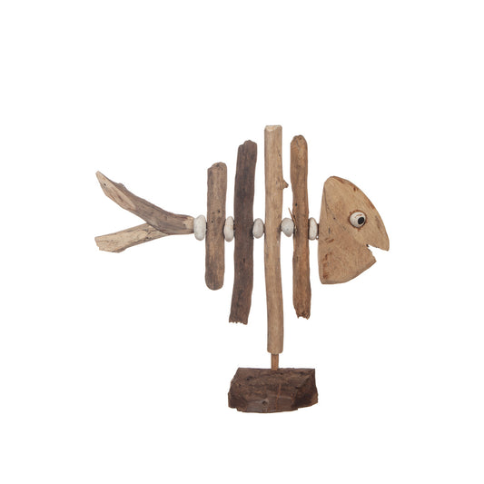 Stående dekorationsfisk i drivved, ca 40 x 40 cm