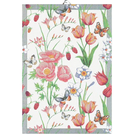 Ekelund handduk Vårfröjd 35x50 cm med färgstarkt vårmotiv i ekologisk bomull