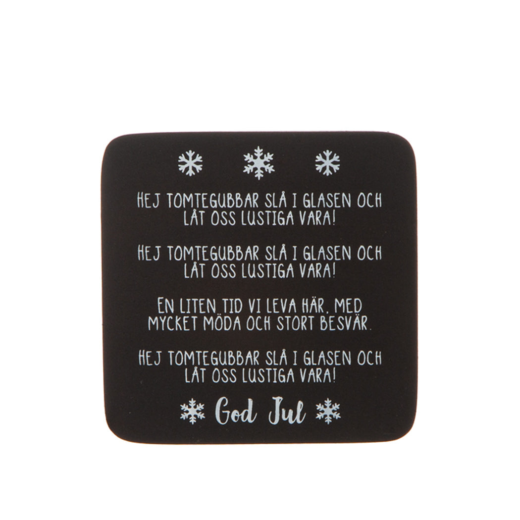 Juliga träunderlägg i 4-pack med motiv från Hej tomtegubbar.