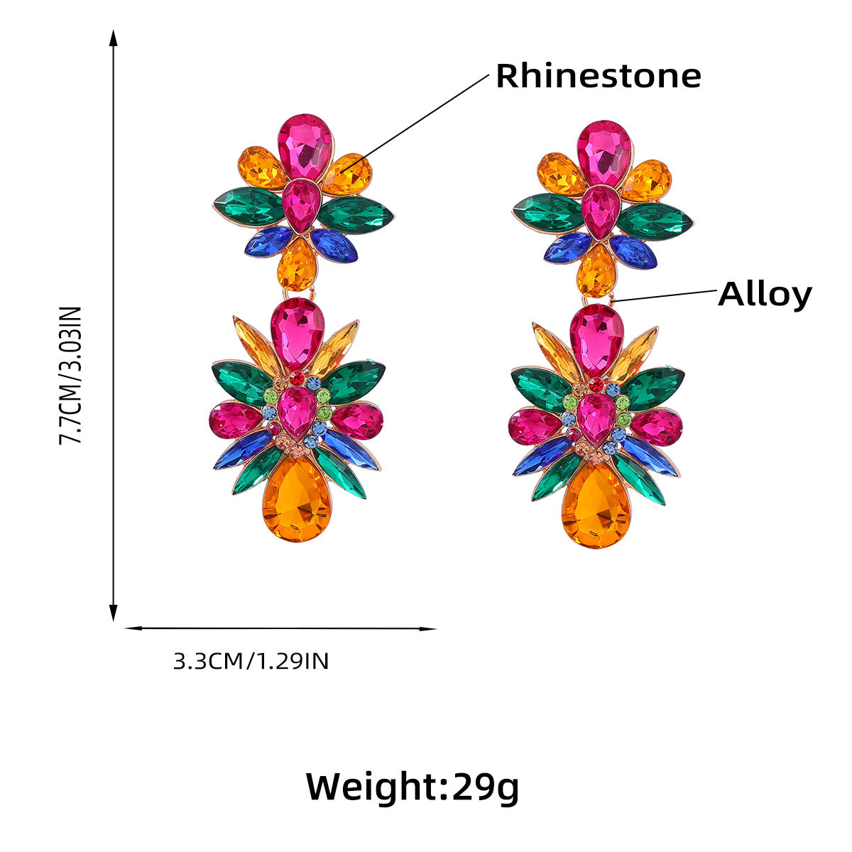 Hängande blomörhängen i strass