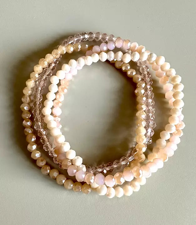 Elastiska armband i ädelsten – Set med 4 tunna armband