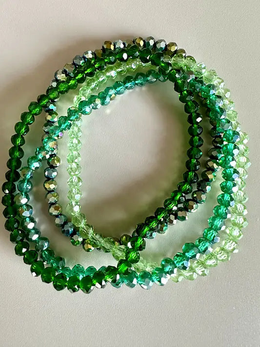 Elastiska armband i ädelsten – Set med 4 tunna armband