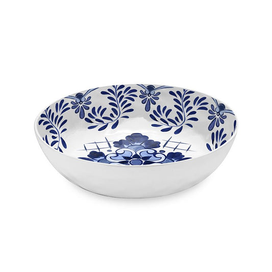 Djup tallrik från Santorini-serien i blåvitt melamin med medelhavsinspirerat mönster. Perfekt för soppor, pastarätter och sallader.