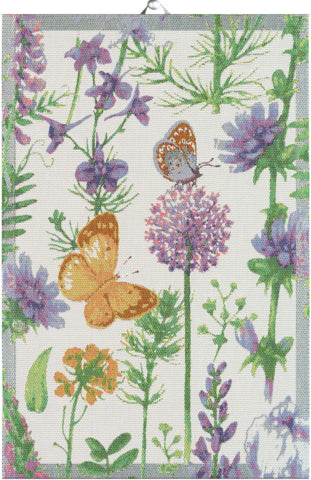 Ekelund kökshandduk Selma med blommönster i dova färger, tillverkad i ekologisk bomull, 40x60 cm – för ett elegant kök med hållbar känsla.