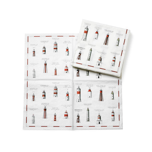 Servetter med motiv av svenska fyrar, set om 20 st