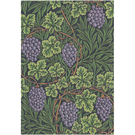 Grön handduk 35x50 cm med druvmönster från William Morris – tillverkad i ekologisk bomull av Ekelund.