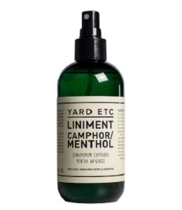 Flaska med muskel- och ledliniment från YARD ETC, 250 ml, för ömma muskler efter trädgårdsarbete