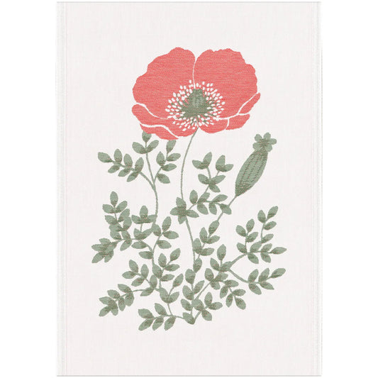 Handduk GRÖNKVIST 35x50 cm – ekologisk bomull med röda och gröna kvistmotiv, designad av Betty Svensson för Ekelund.