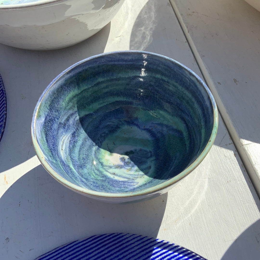 Ceramic bowl 14,5 Unzueta, green & blue