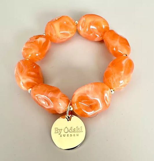 Armband orange stora pärlor By Odahl