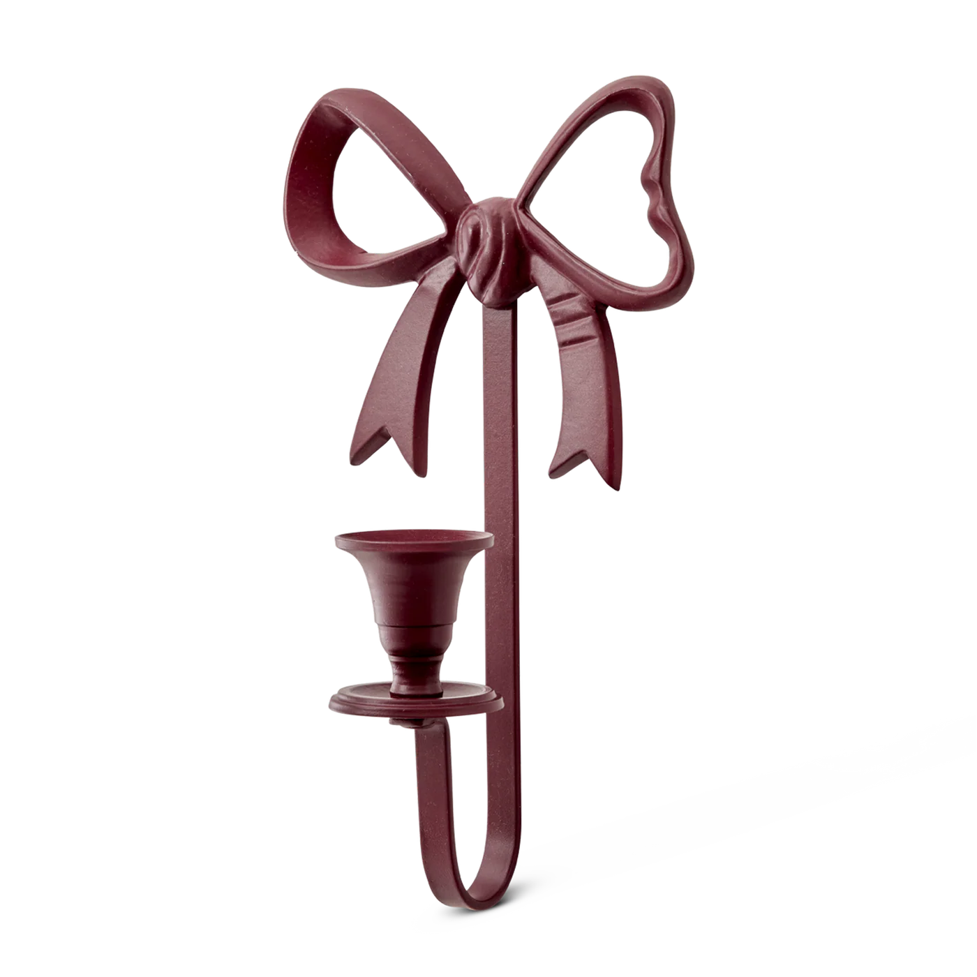 Väggljusstake rosett i bordeaux, dekorativ metall.