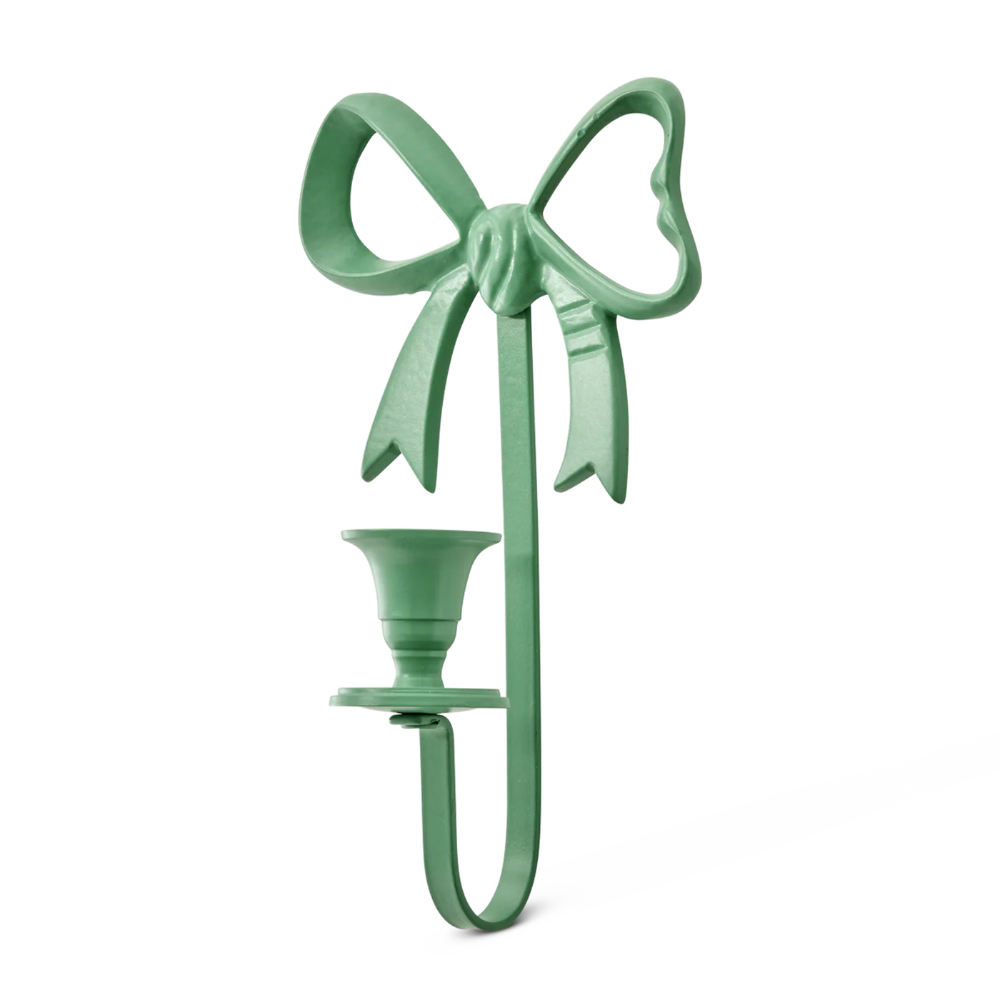 Väggljusstake i metall formad som en rosett i färgen grön.