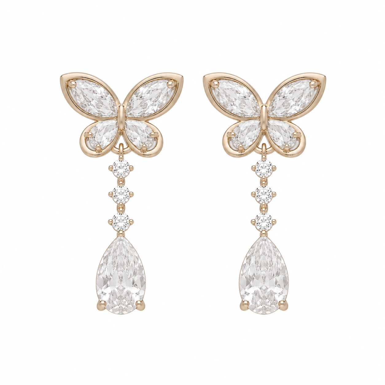 Eleganta butterfly crystal drop örhängen