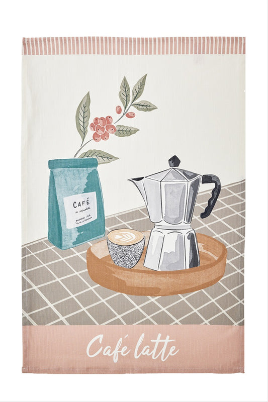 Kökshandduk kaffe motiv café latte