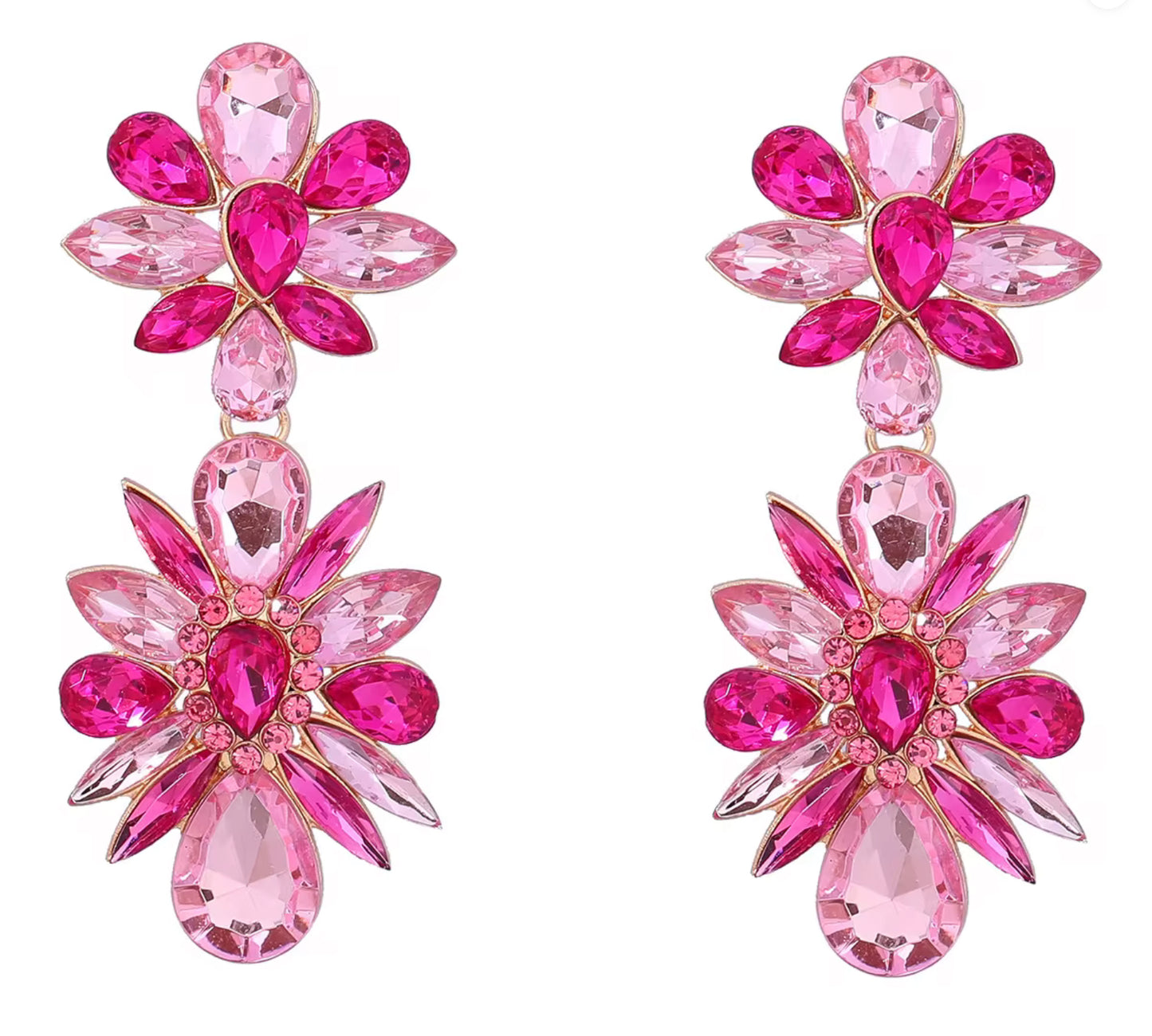 Hängande blomörhängen i strass