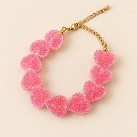 Candy – Armband med glittrande hjärtan