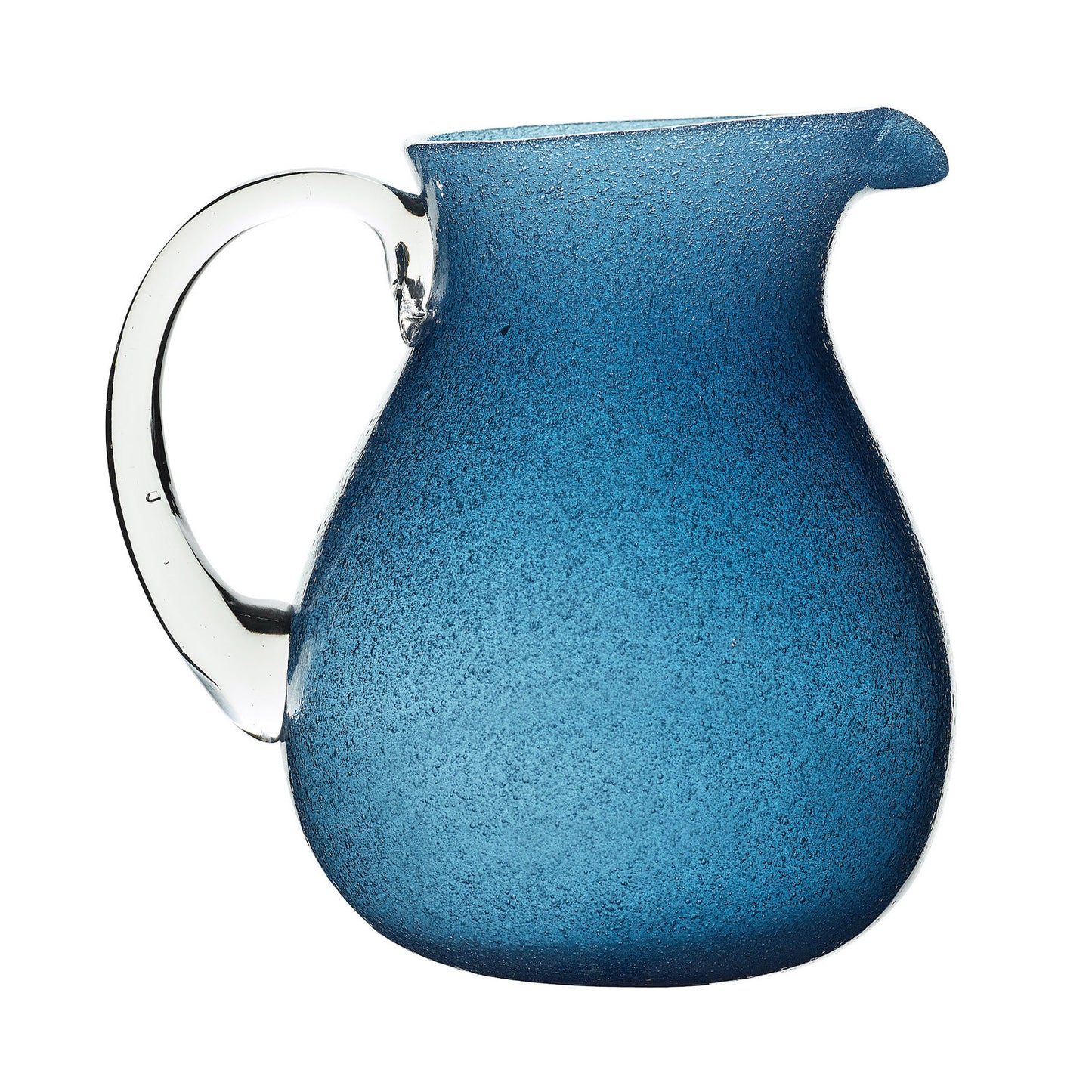 Memento glaskaraff i djupblått glas med handtag. Handgjord med luftbubblor i glaset, 1,6 liter.