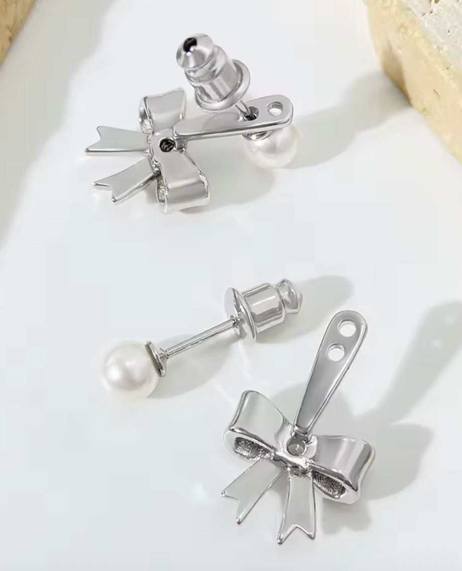 Örhängen Rosett med pärla