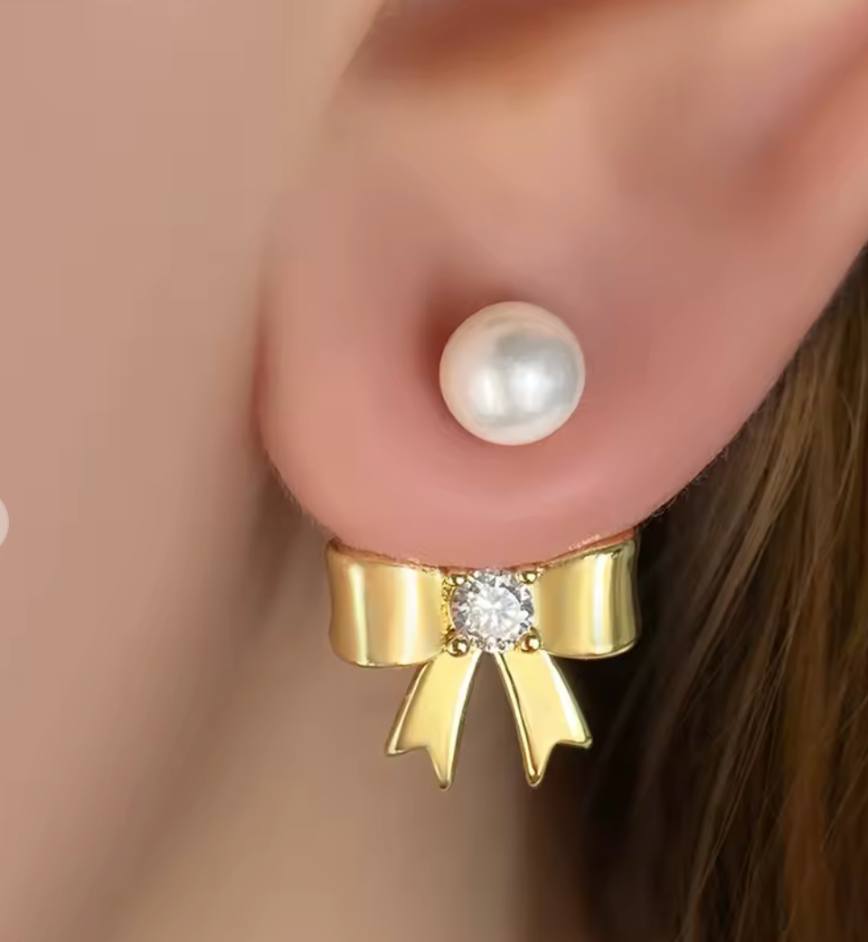 Örhängen Rosett med pärla