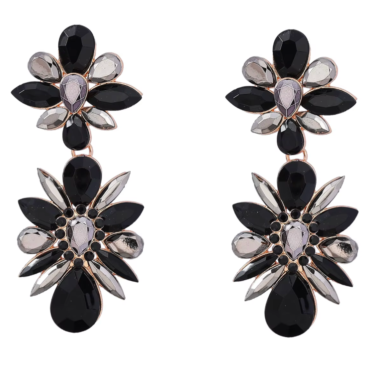 Hängande blomörhängen i strass