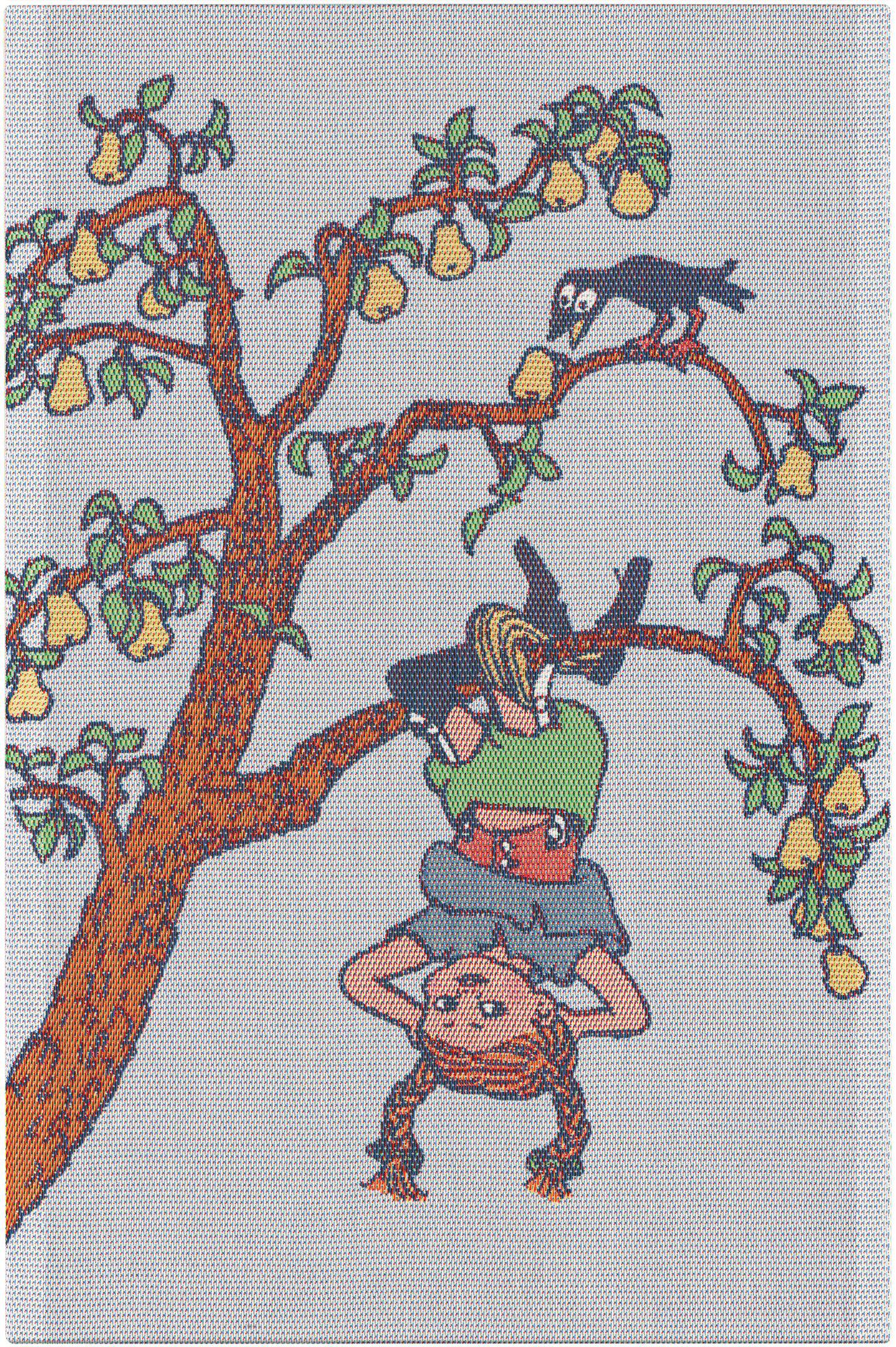 Kökshandduk med Pippi Långstrump-inspirerat mönster från Ekelunds, vävd i bomull, 40 x 60 cm.