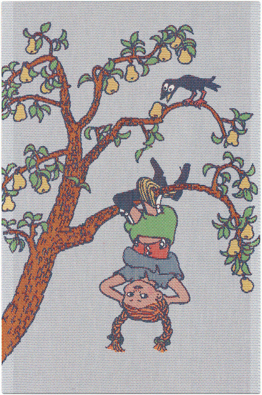 Kökshandduk med Pippi Långstrump-inspirerat mönster från Ekelunds, vävd i bomull, 40 x 60 cm.