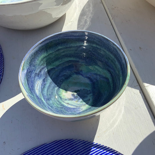 Ceramic bowl 14,5   Unzueta, green & blue