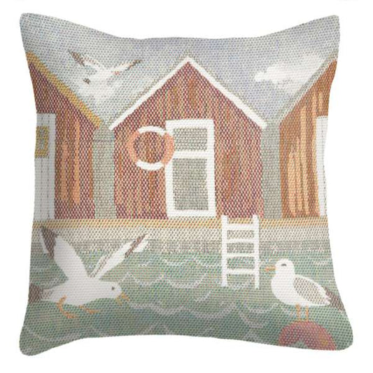Ekelund kuddfodral med sjöbodsmotiv – 40×40 cm, ekologisk bomull

