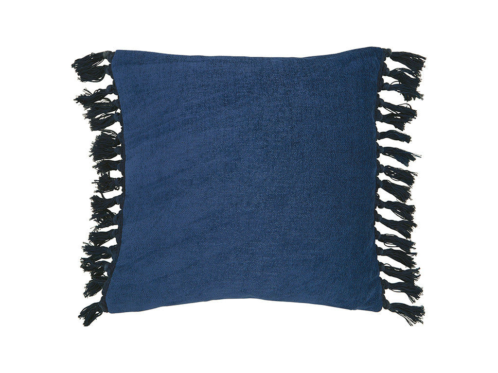 Greengate - Kuddfodral - Velvet Cushion navy blue med fransar
